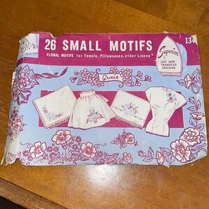 Vtg 40s/50s Superior hot iron transfer designs with floral motifs‎ for linens